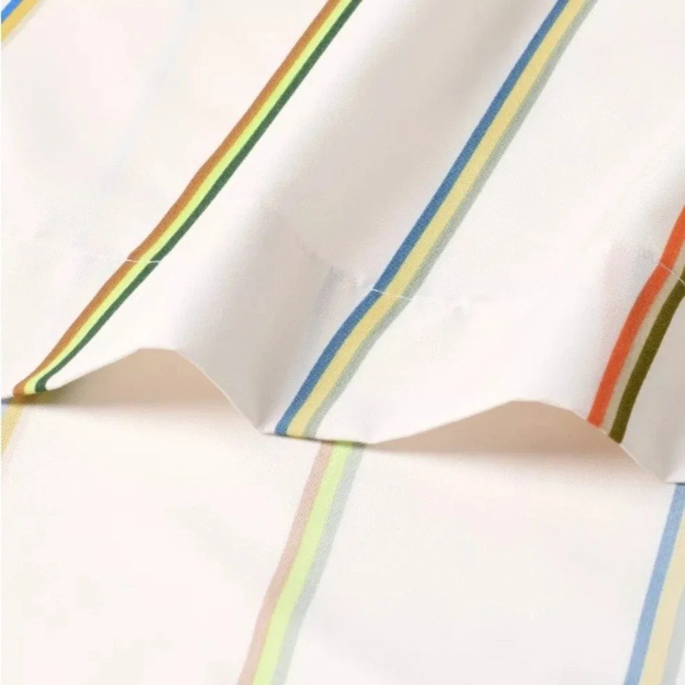 Twin Twin XL Microfiber Sheet Set Multi Colored Striped White Bedding